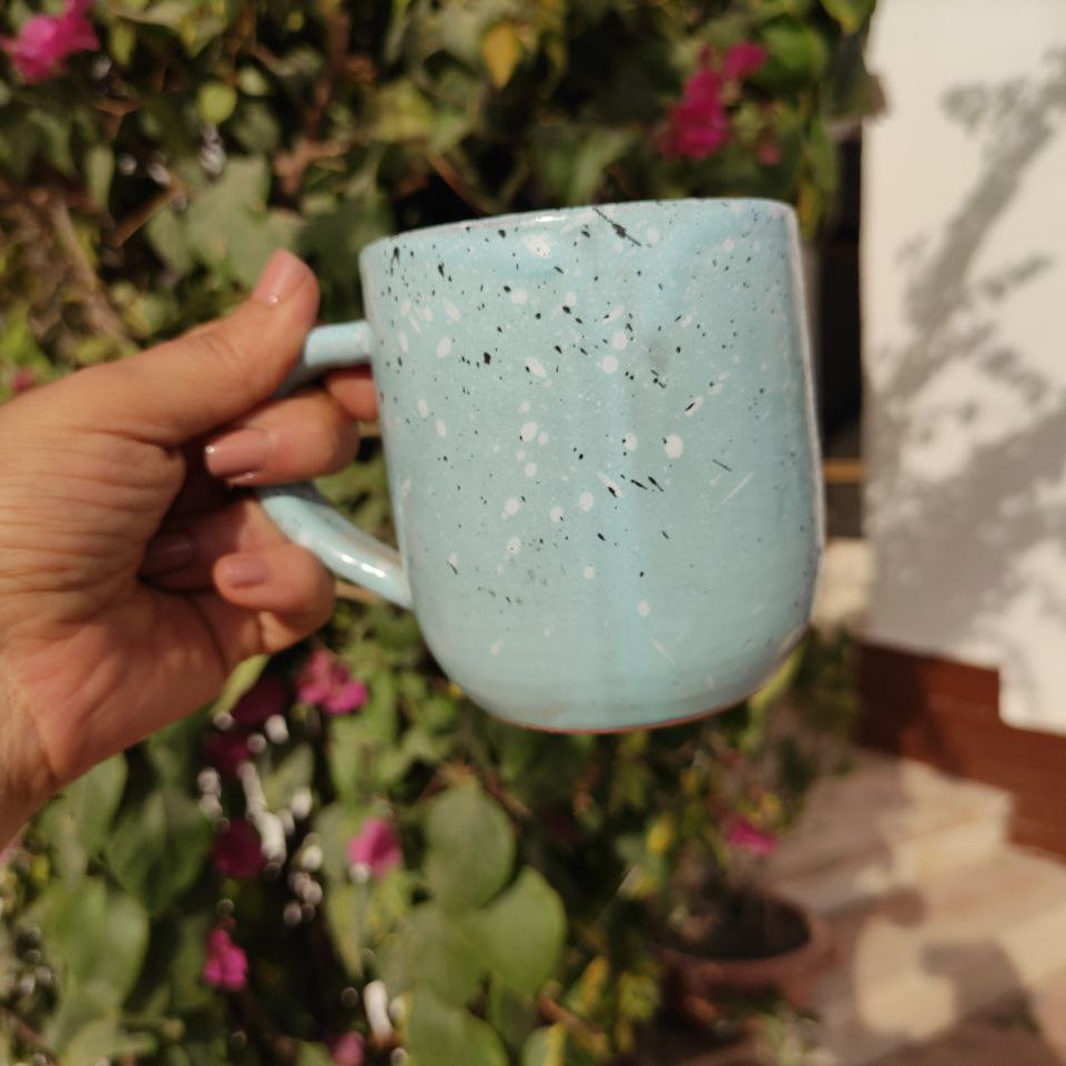 Baby Blue Pottery Mug- 300 ml - Customization Options - WE PRINT