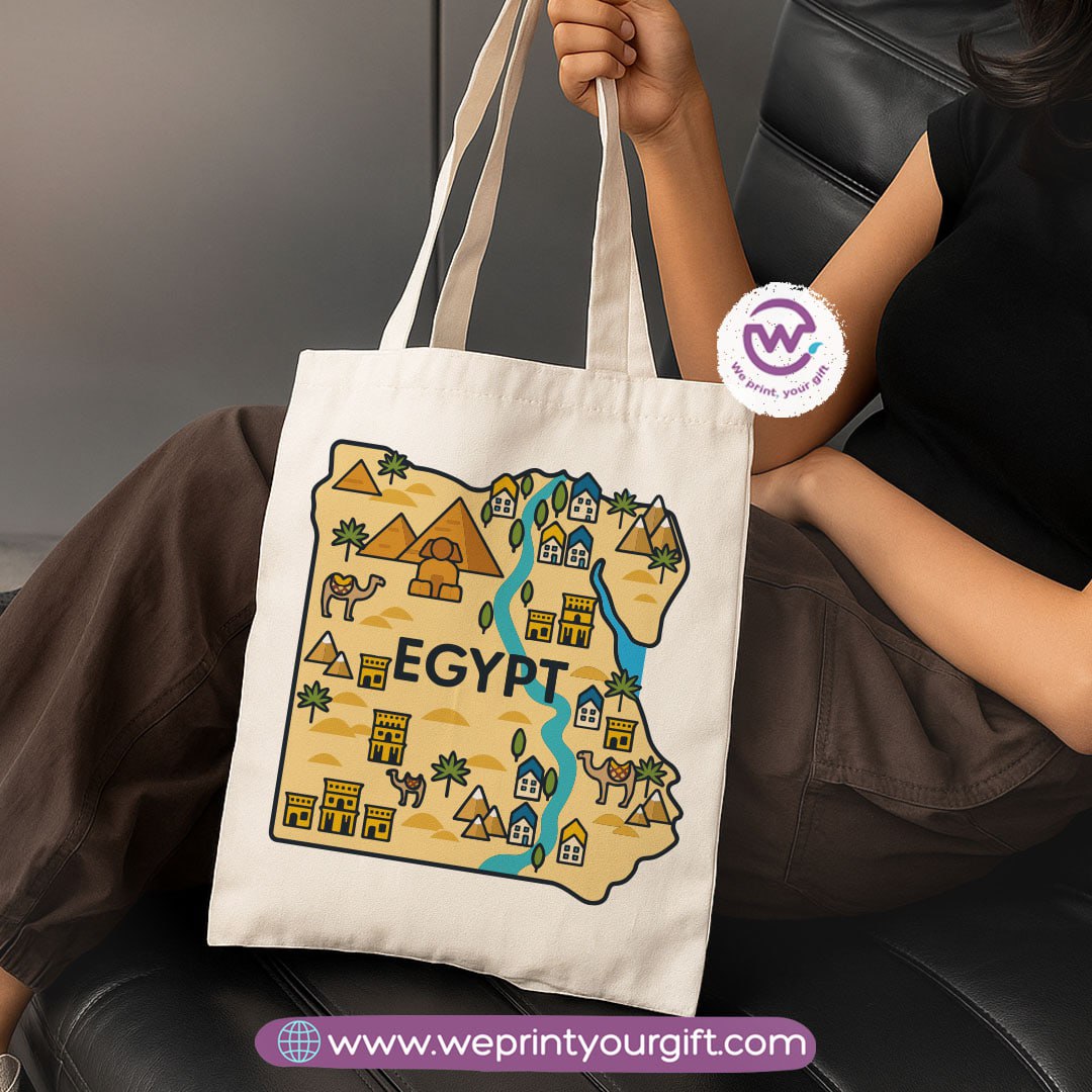 Ancient Egyptian Heritage Canvas Tote Bag – Premium Heavy Fabric