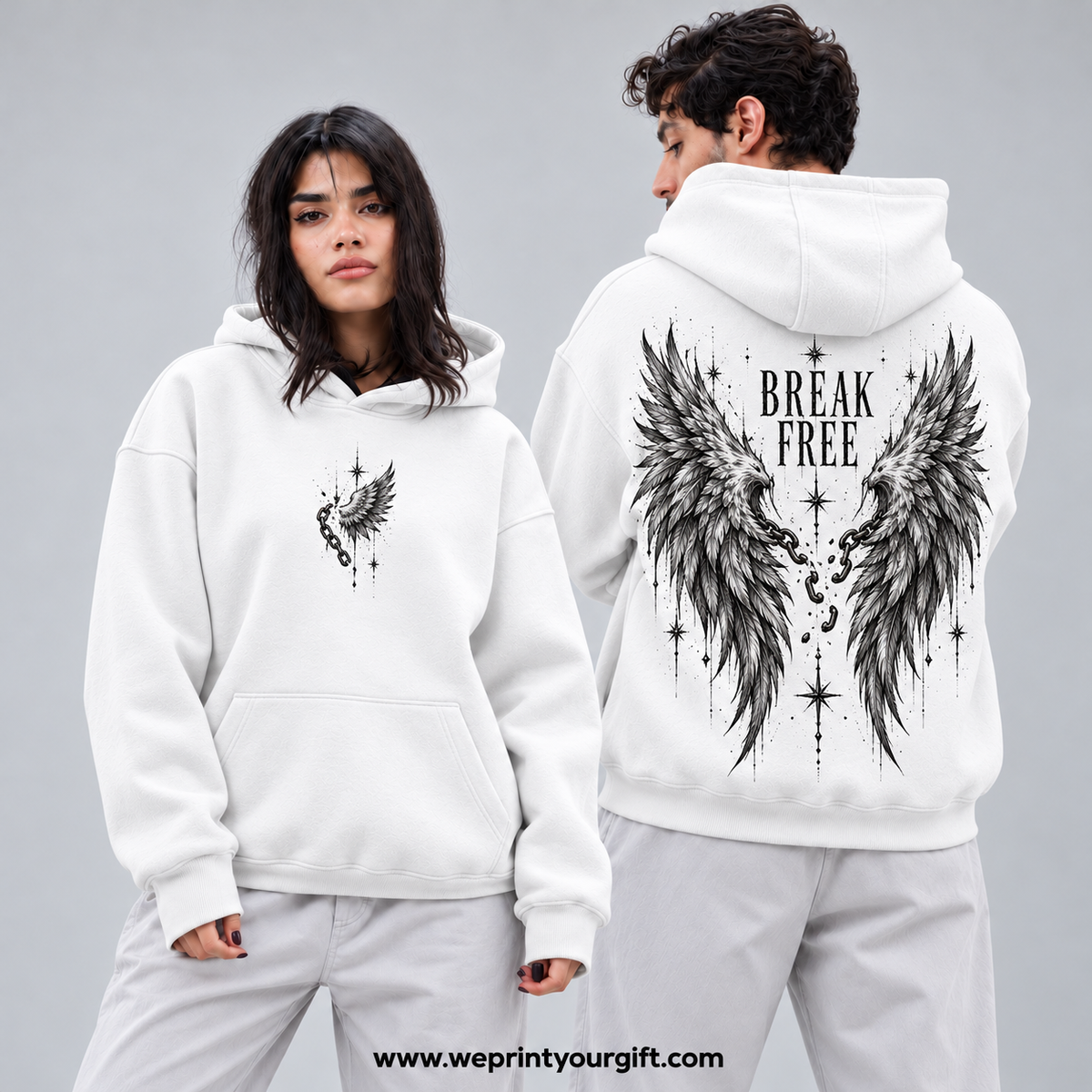 Unisex "Angel Wings" Hoodie - Premium Melton Cotton