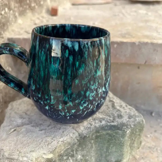Black & Green Galaxy Pottery Mug – 400 ml - Customization Options - WE PRINT