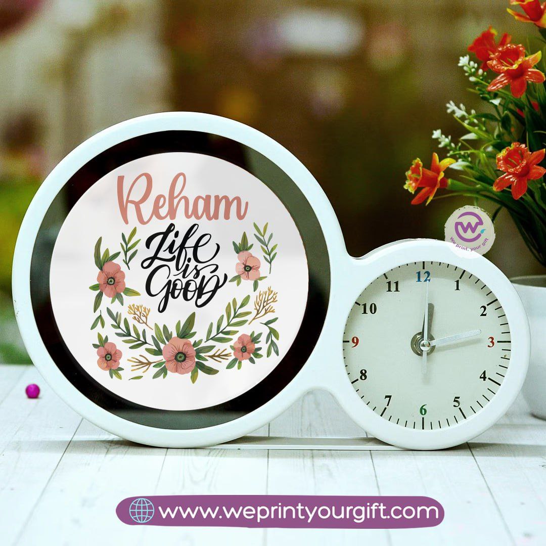 Round Magic Mirror with Clock – Personalized Motivational Design