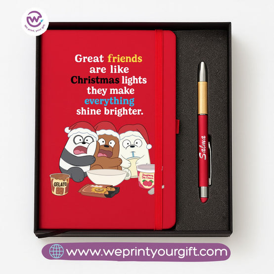 Cute Bears Personalized Notebook & Engraved Pen Gift Box