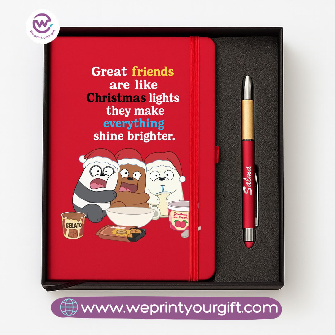 Cute Bears Personalized Notebook & Engraved Pen Gift Box