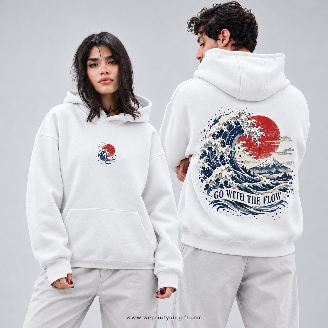 Unisex "Go With The Flow" Hoodie - Premium Melton Cotton