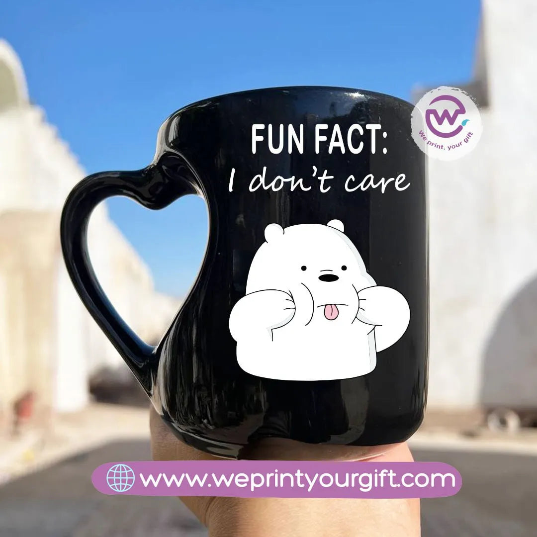 Black Heart Handle Mug-3 bears - WE PRINT