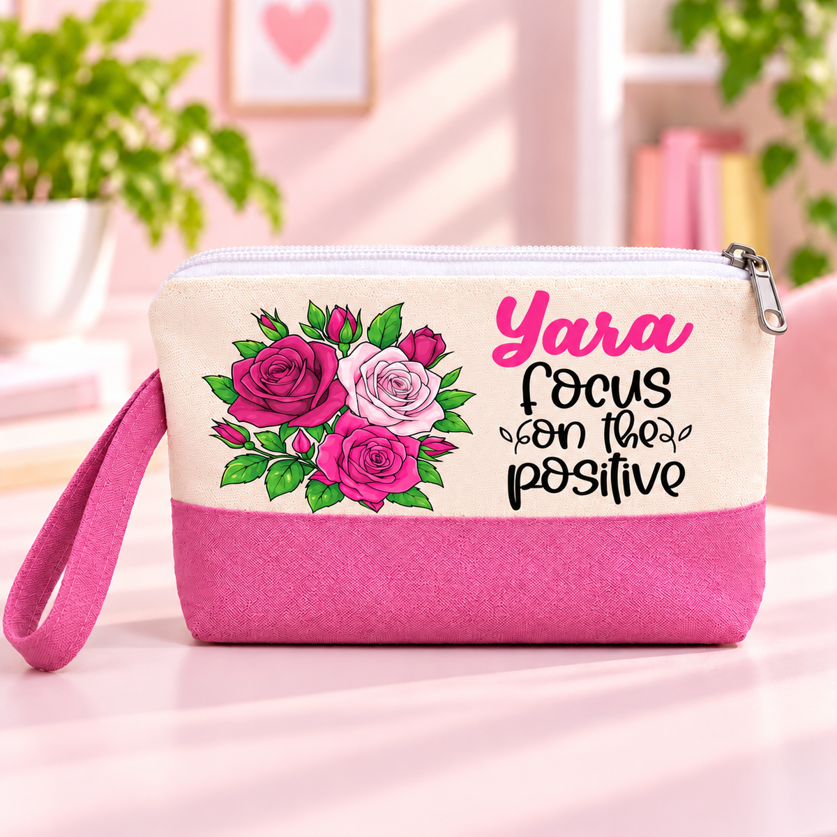 Digital Art Two-Tone Canvas Pencil Case & Makeup Pouch | With Side Handle