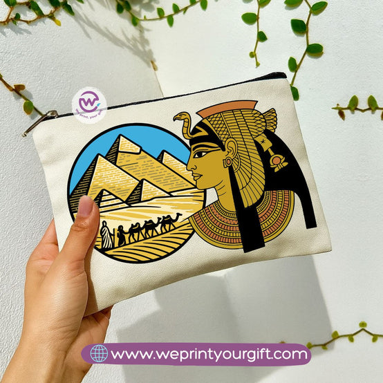 Pharaonic Egyptian Makeup Bag & Pencil Case – Artistic Cotton Pouch Inspired by Ancient Egypt