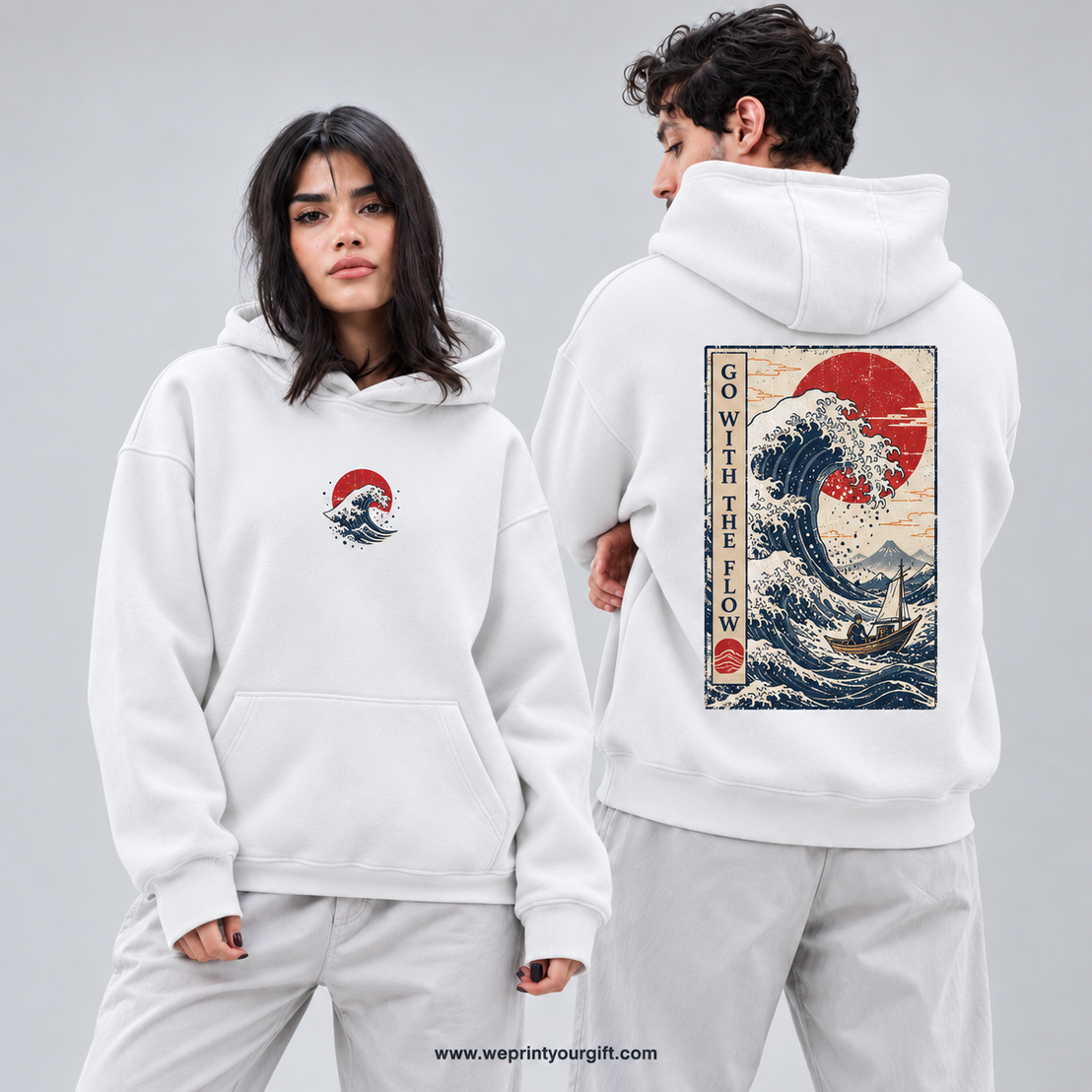 Unisex "Go With The Flow" Hoodie - Premium Melton Cotton
