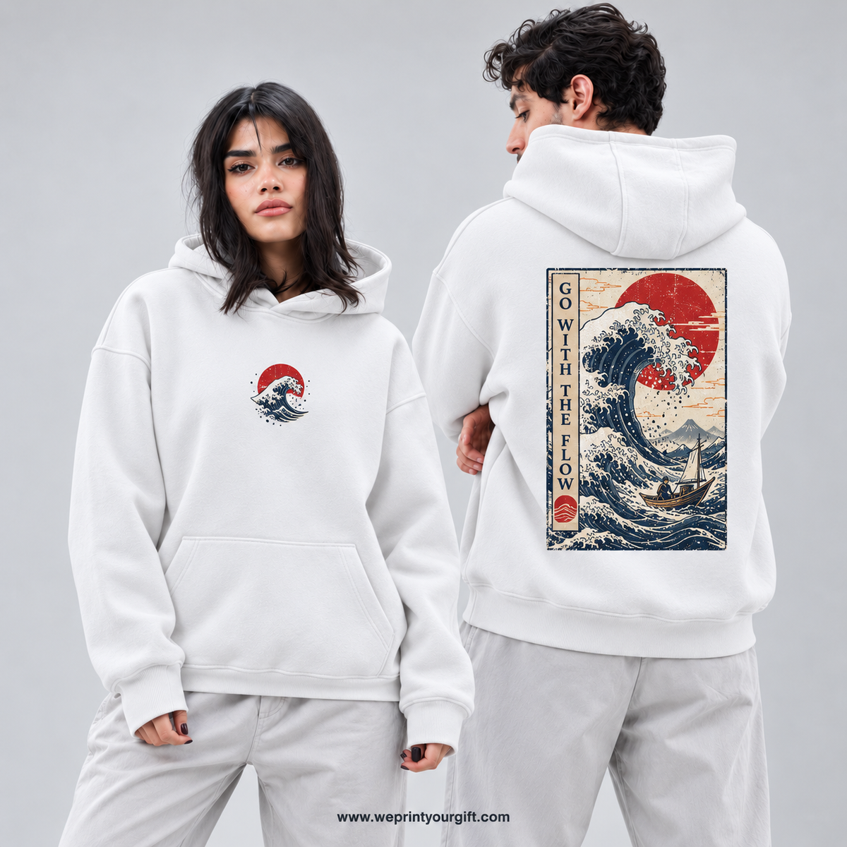 Unisex "Go With The Flow" Hoodie - Premium Melton Cotton