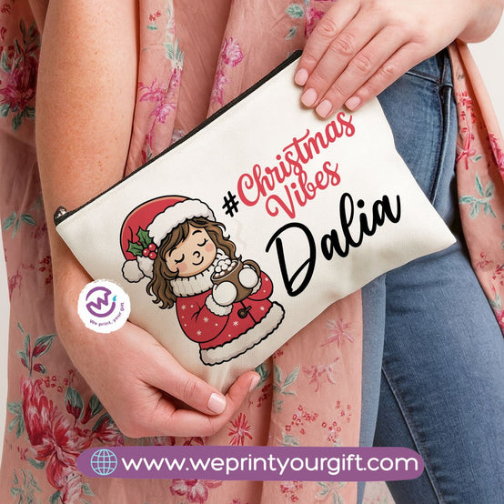 Christmas Makeup Bag & Pencil Case – Premium Cotton Pouch (23×17 cm)