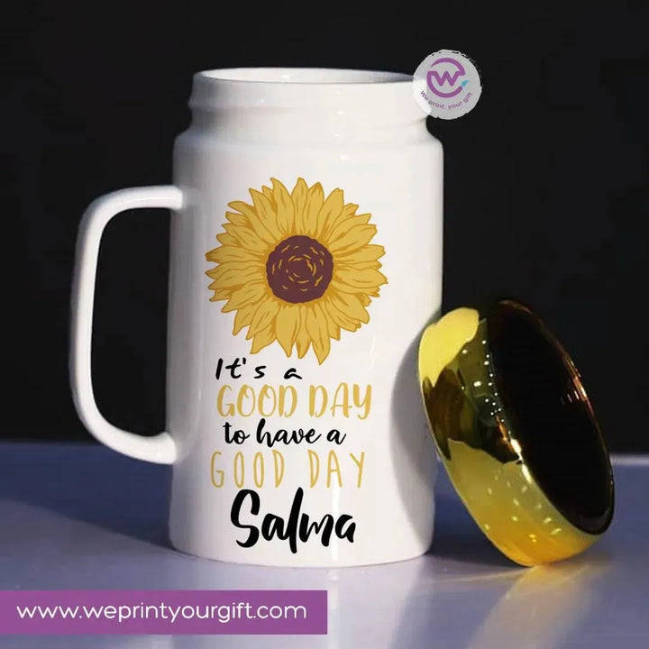 Ceramic Mug With Mirror Lid - Names - WE PRINT