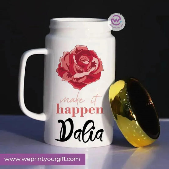 Ceramic Mug With Mirror Lid - Names - WE PRINT