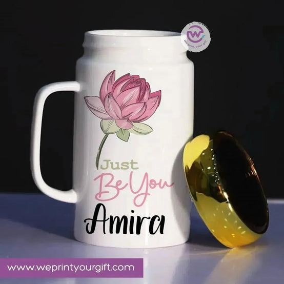 Ceramic Mug With Mirror Lid - Names - WE PRINT