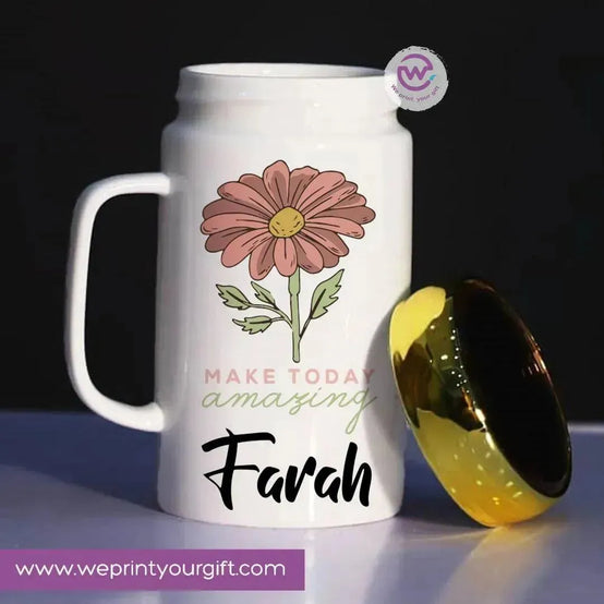 Ceramic Mug With Mirror Lid - Names - WE PRINT