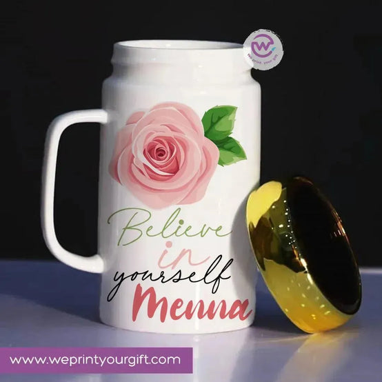 Ceramic Mug With Mirror Lid - Names - WE PRINT
