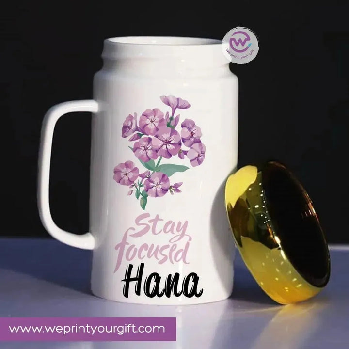 Ceramic Mug With Mirror Lid - Names - WE PRINT