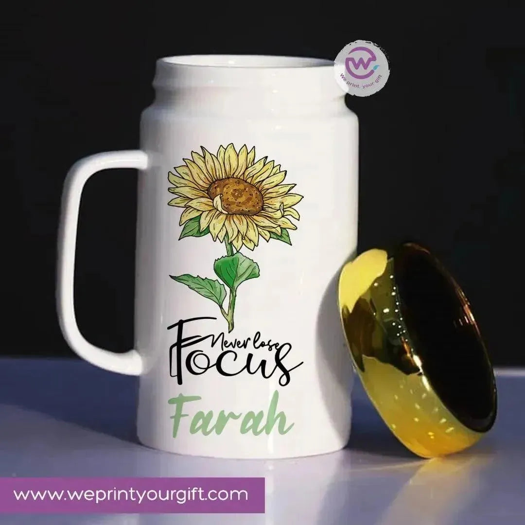 Ceramic Mug With Mirror Lid - Names - WE PRINT