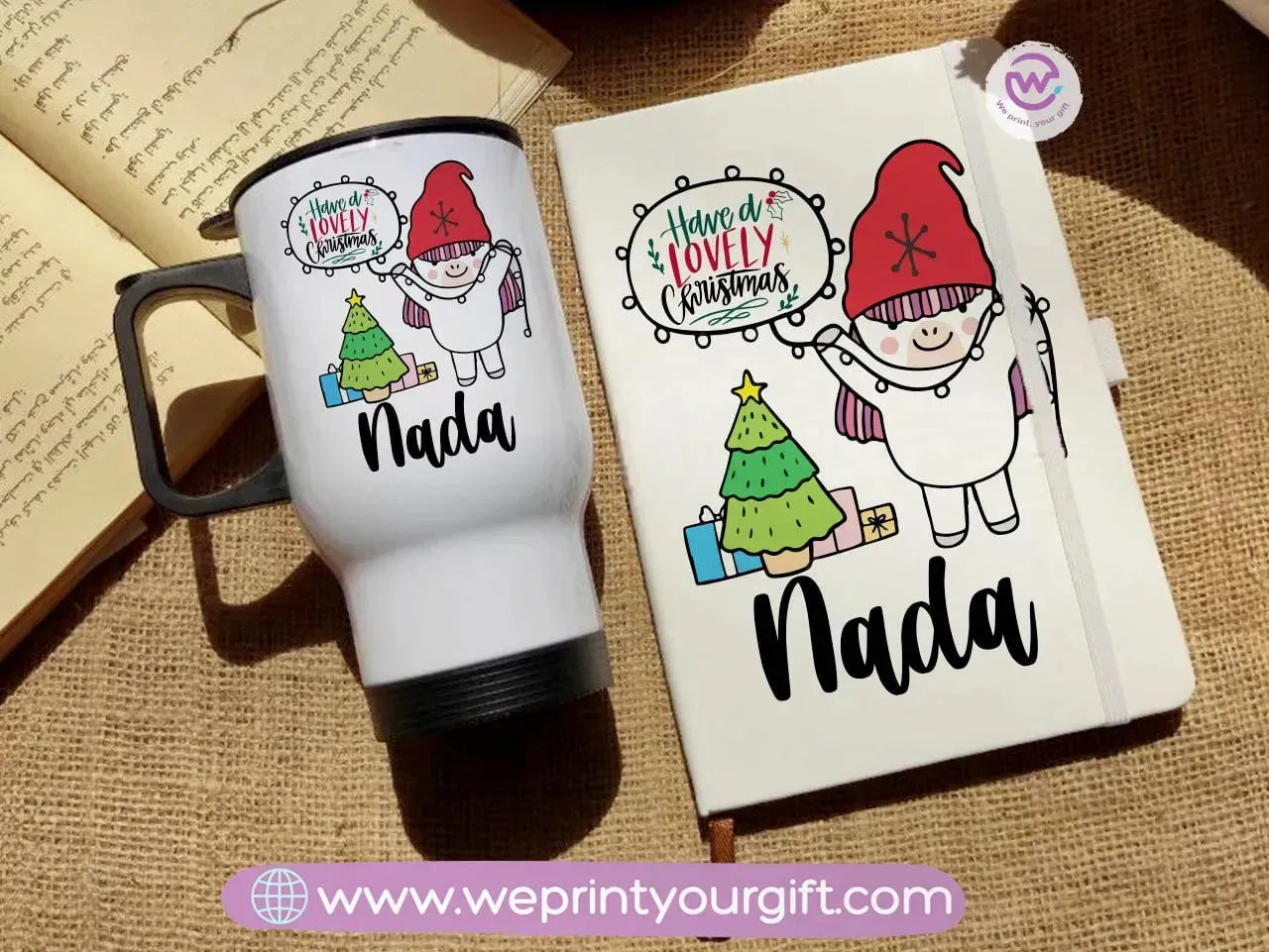 Christmas set (Travel mug +Rubber notebook) - WE PRINT