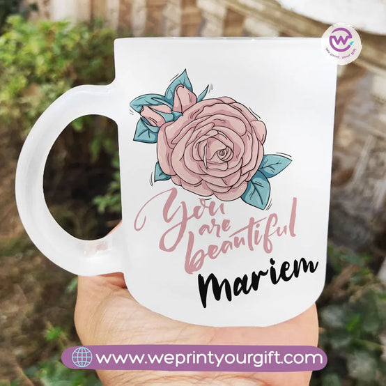 Custom Mug-Matt Glass Mug- Floral - WE PRINT