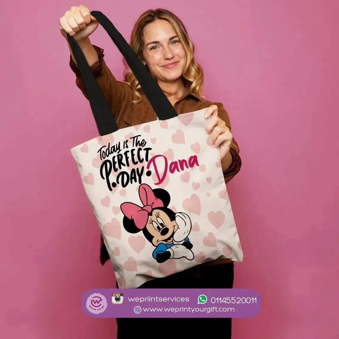 custom tote bag- Canvas - Minnie Mouse - WE PRINT