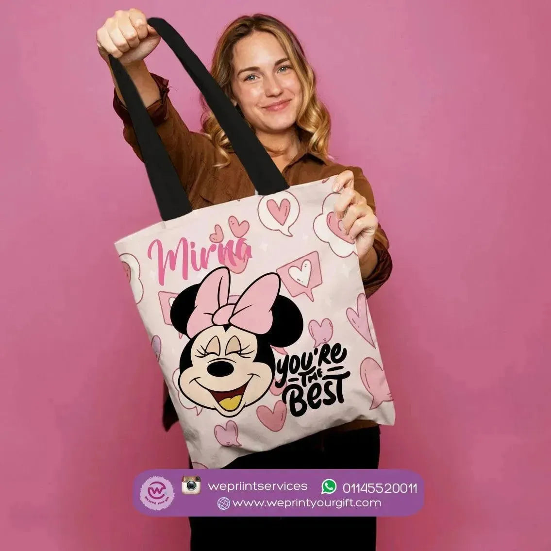 custom tote bag- Canvas - Minnie Mouse - WE PRINT