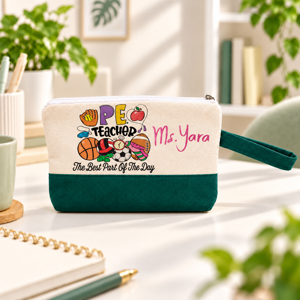 Teacher Appreciation Canvas Pouch | Two-Tone Pencil Case with Side Handle