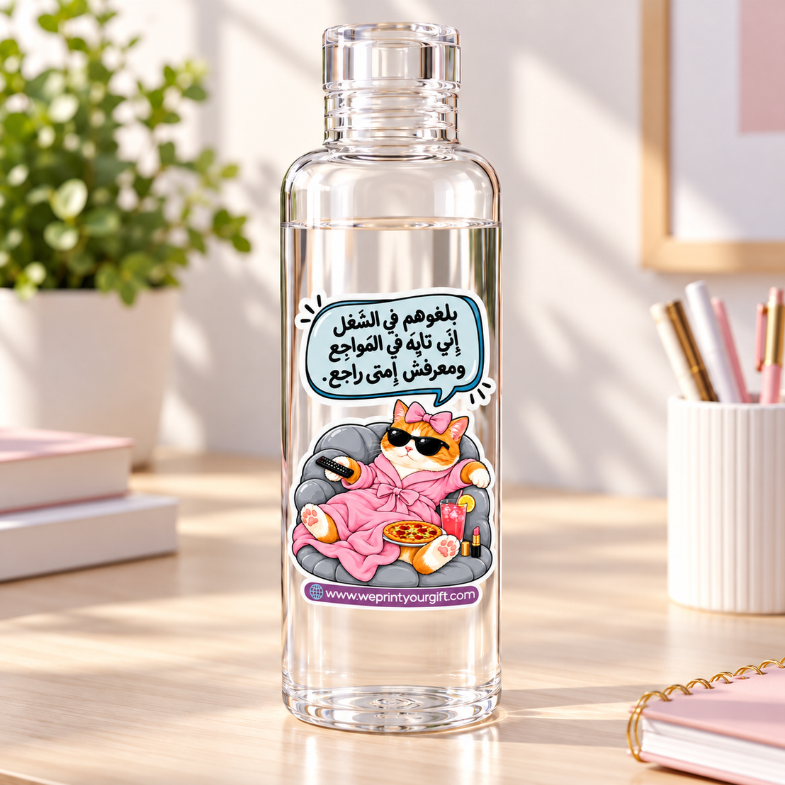Naughty Cat -Clear Acrylic Water Bottles