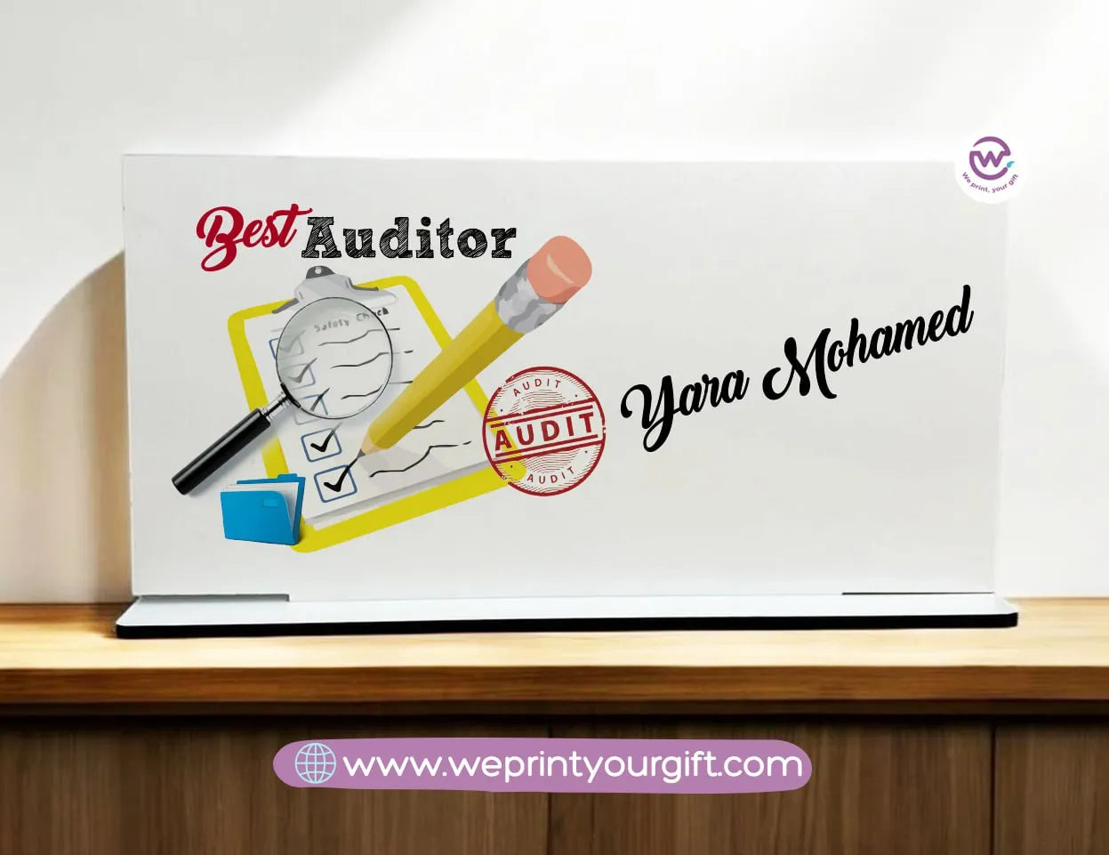 Desk Wooden Sign- Jobs - WE PRINT