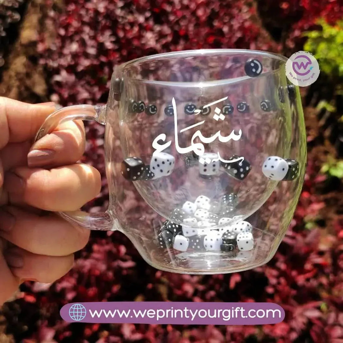 Double wall coffee cups- Dice- Arabic Names - WE PRINT
