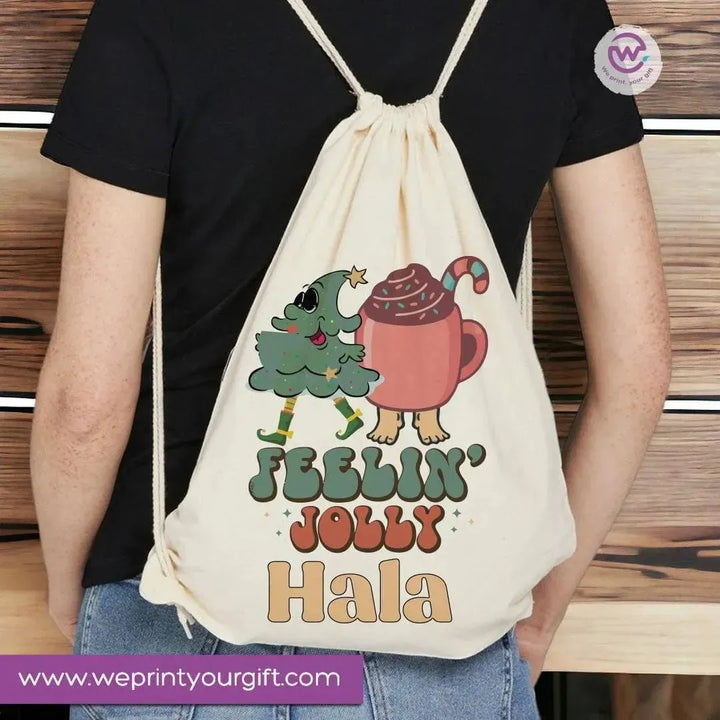 Drawstring Bag - Merry Christmas - WE PRINT