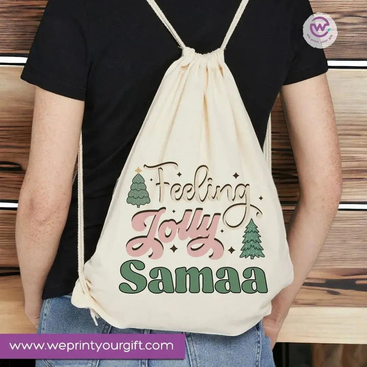 Drawstring Bag - Merry Christmas - WE PRINT