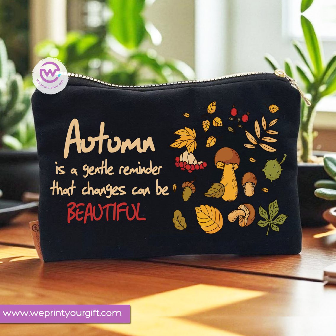 Autumn Theme Makeup Bag & Pencil Case – Cozy Cotton Pouch with Fall Designs