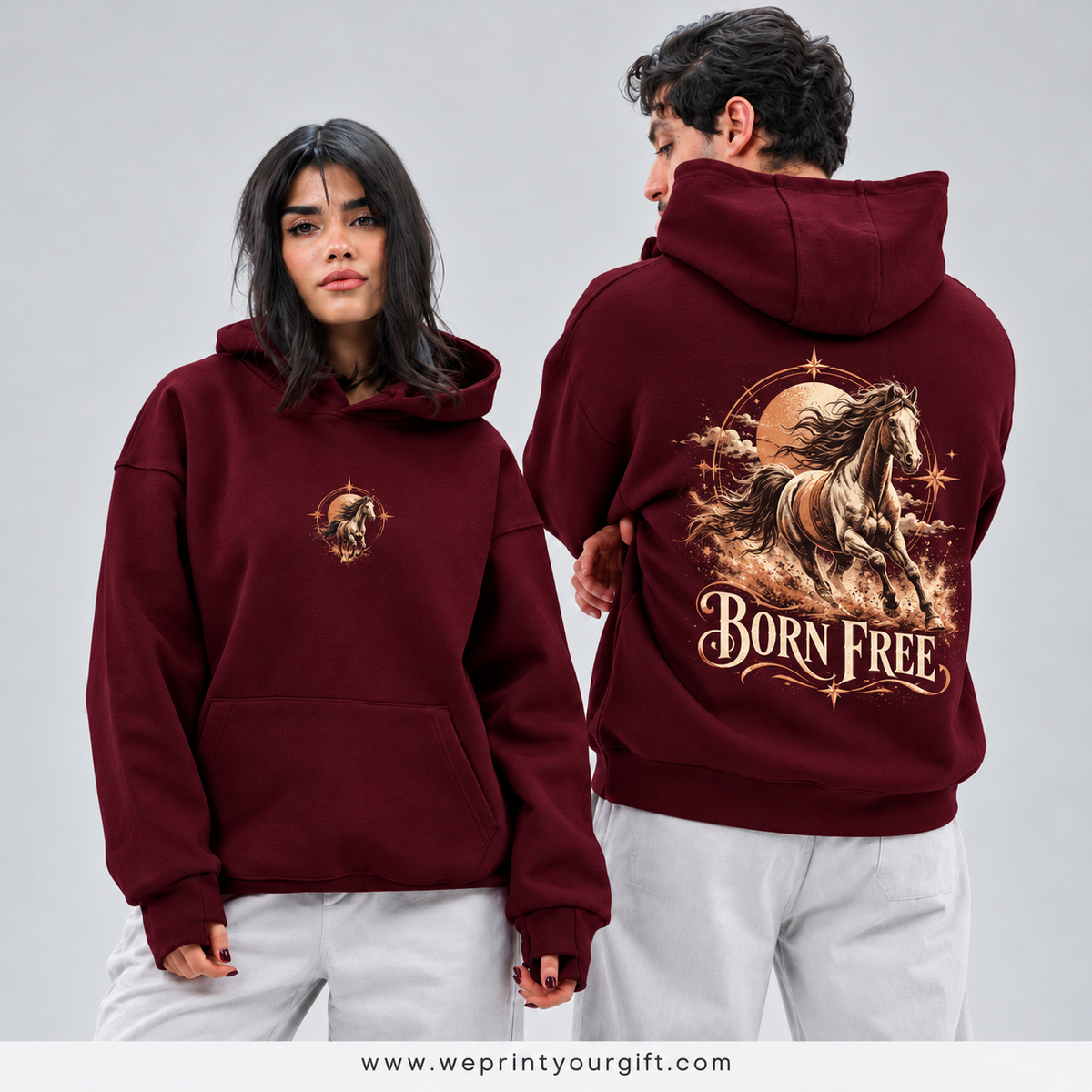 Unisex "Born Free" Hoodie - Premium Melton Cotton