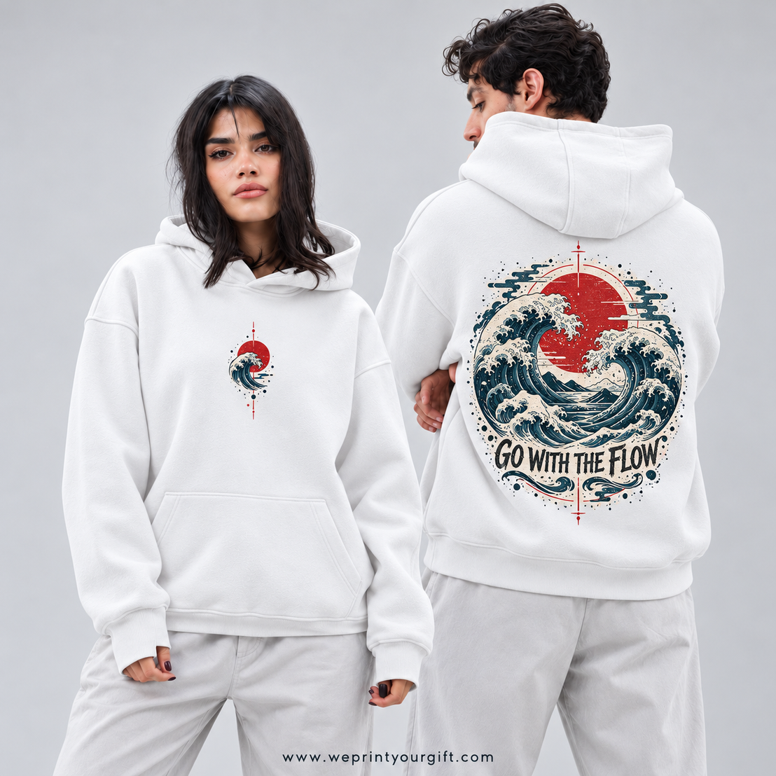 Unisex "Go With The Flow" Hoodie - Premium Melton Cotton