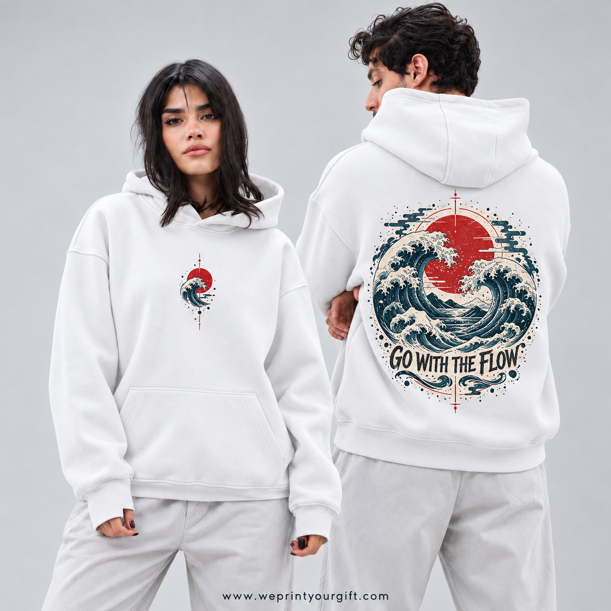 Unisex "Go With The Flow" Hoodie - Premium Melton Cotton