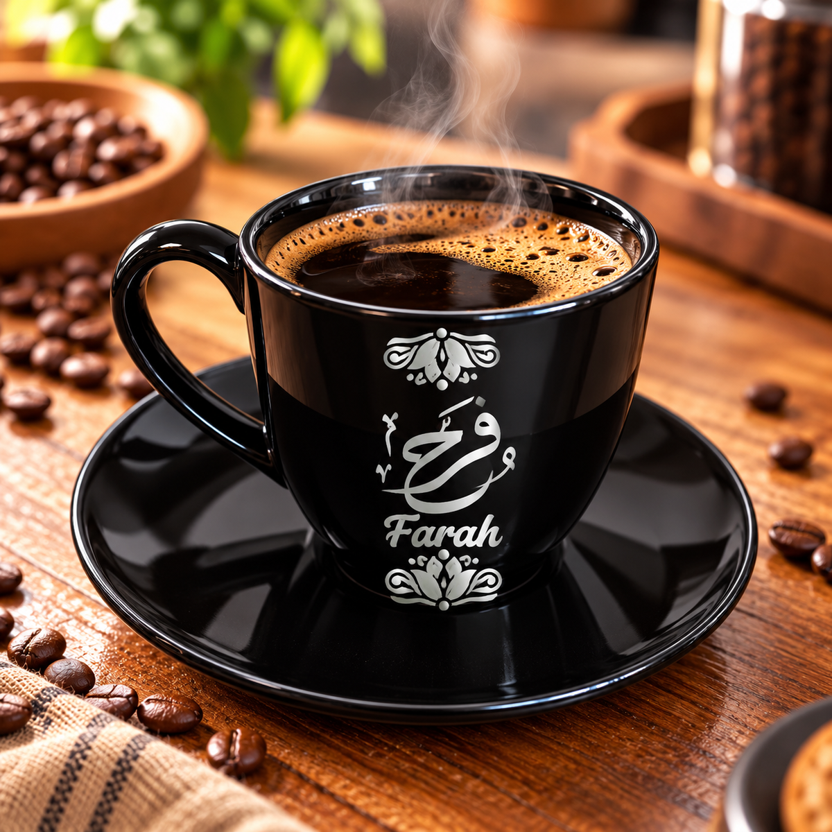 Black Porcelain Coffee Cups - Customization Options
