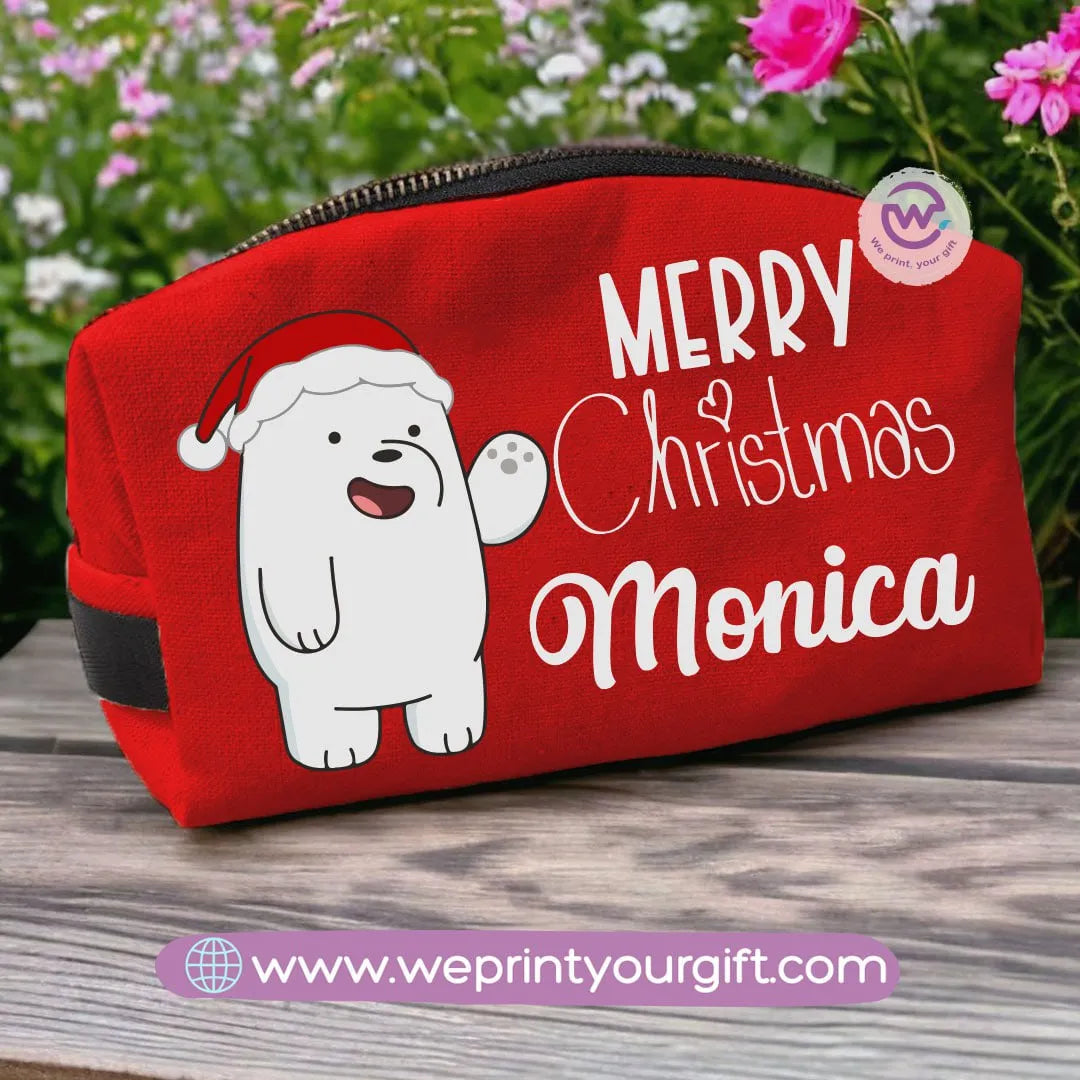 Fabric Boxy Pouch Makeup-3 Bears-Christmas - WE PRINT