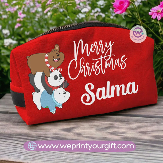 Fabric Boxy Pouch Makeup-3 Bears-Christmas - WE PRINT