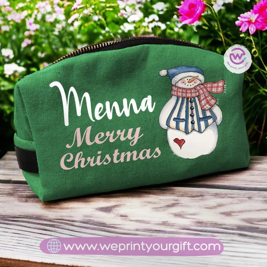 Fabric Boxy Pouch Makeup bag-Christmas Designs - WE PRINT