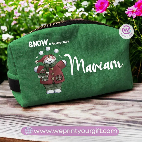 Fabric Boxy Pouch Makeup bag-Christmas Designs - WE PRINT