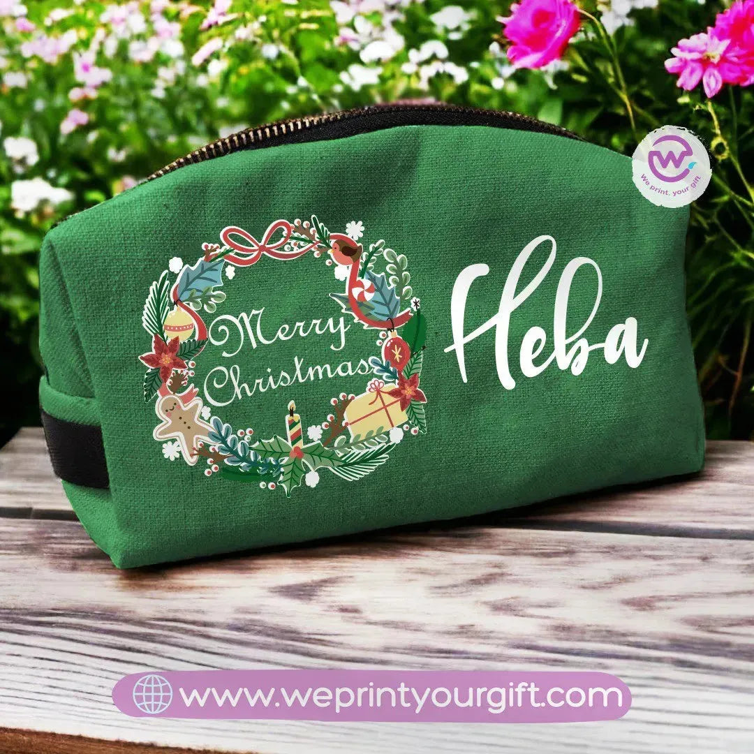 Fabric Boxy Pouch Makeup bag-Christmas Designs - WE PRINT