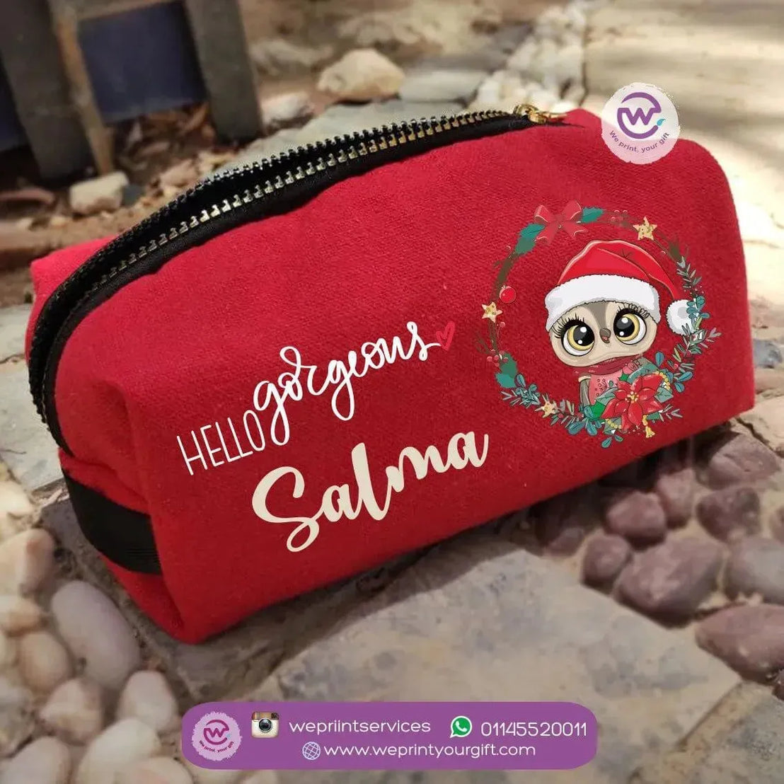 Fabric Boxy Pouch Makeup-Christmas - WE PRINT