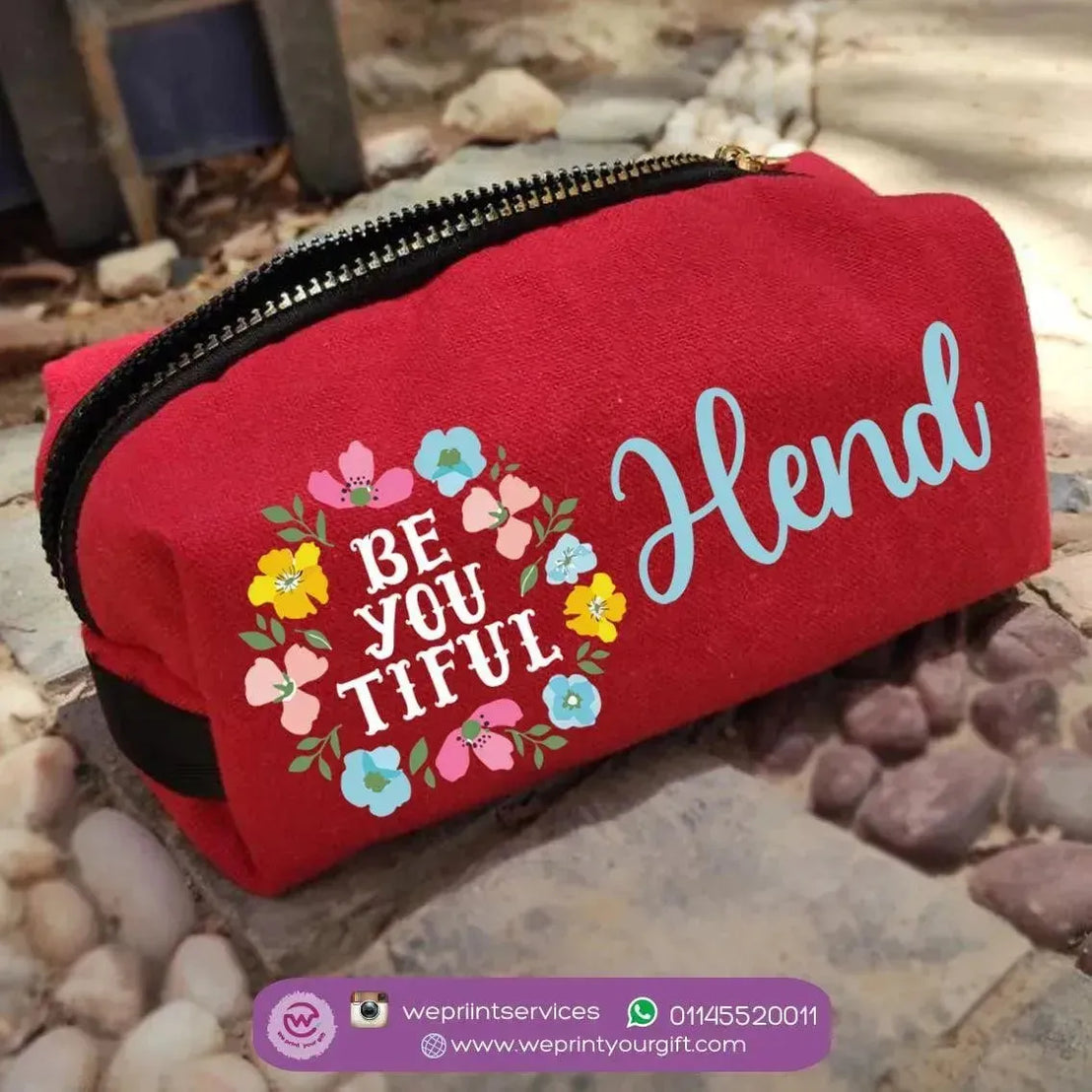 Fabric Boxy Pouch Makeup -Floral-B - WE PRINT