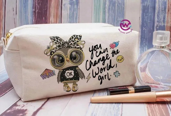 Fabric Boxy Pouch Makeup - Owl - WE PRINT