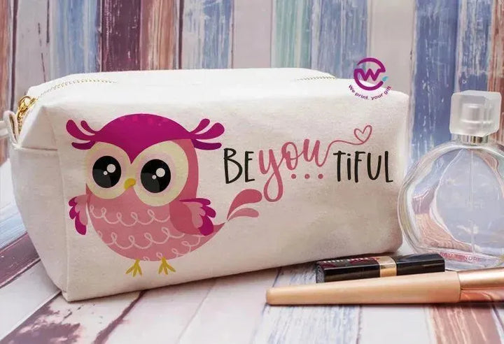 Fabric Boxy Pouch Makeup - Owl - WE PRINT