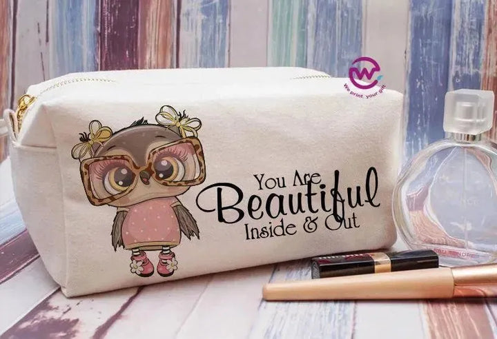 Fabric Boxy Pouch Makeup - Owl - WE PRINT