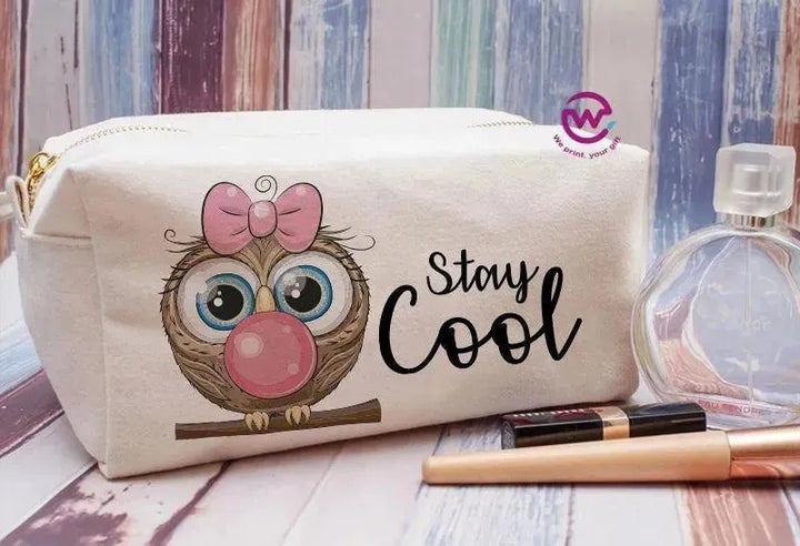 Fabric Boxy Pouch Makeup - Owl - WE PRINT