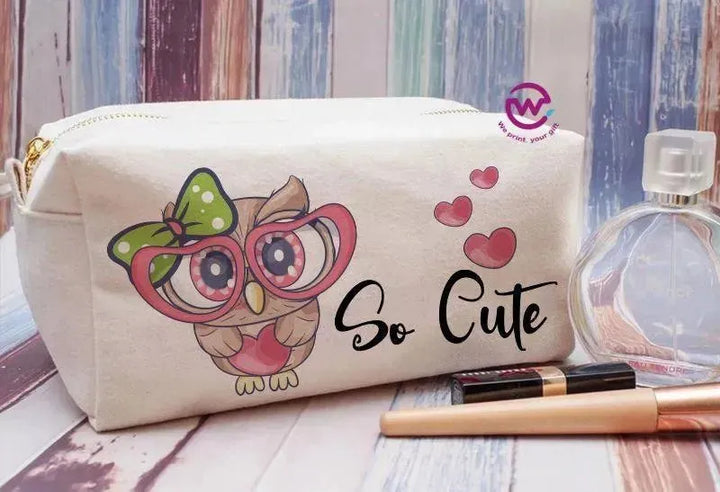 Fabric Boxy Pouch Makeup - Owl - WE PRINT