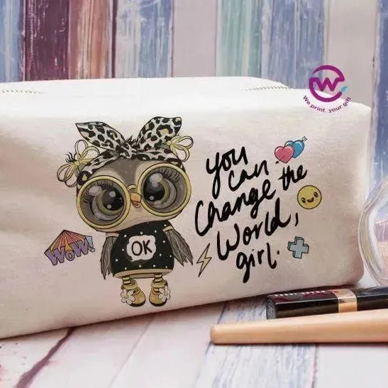 Fabric Boxy Pouch Makeup - Owl - WE PRINT