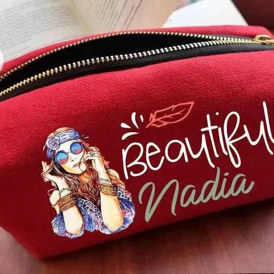 Fabric Boxy Pouch Makeup -Retro-B - WE PRINT